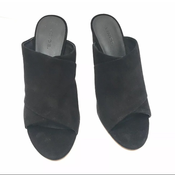 VINCE New ‘Heath’ Black Suede Leather High Heel Mule 7.5 NIB - Picture 3 of 9